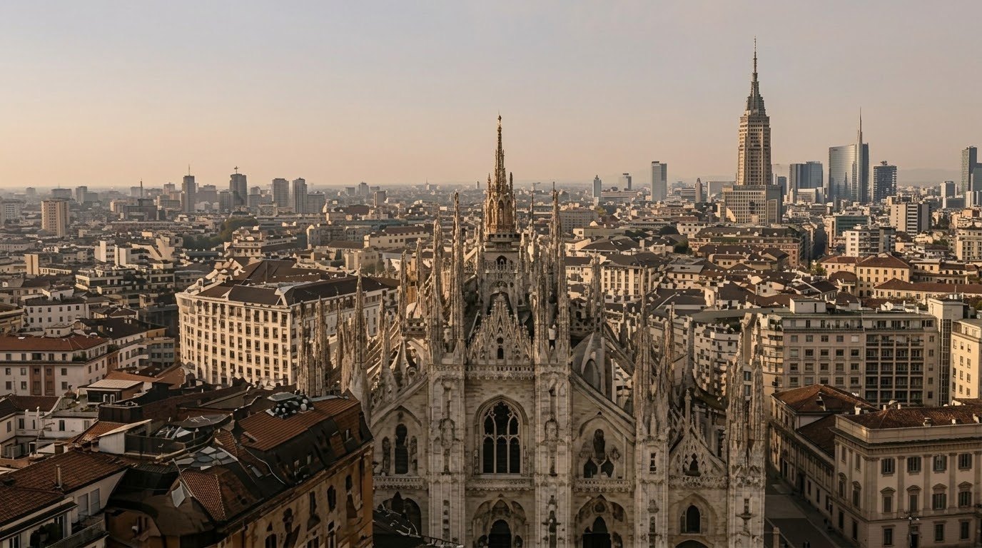 Milano skyline and Duomo